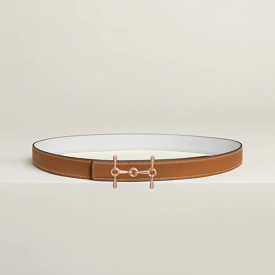 H Equestre belt buckle & Reversible leather strap 24 mm - Image 1